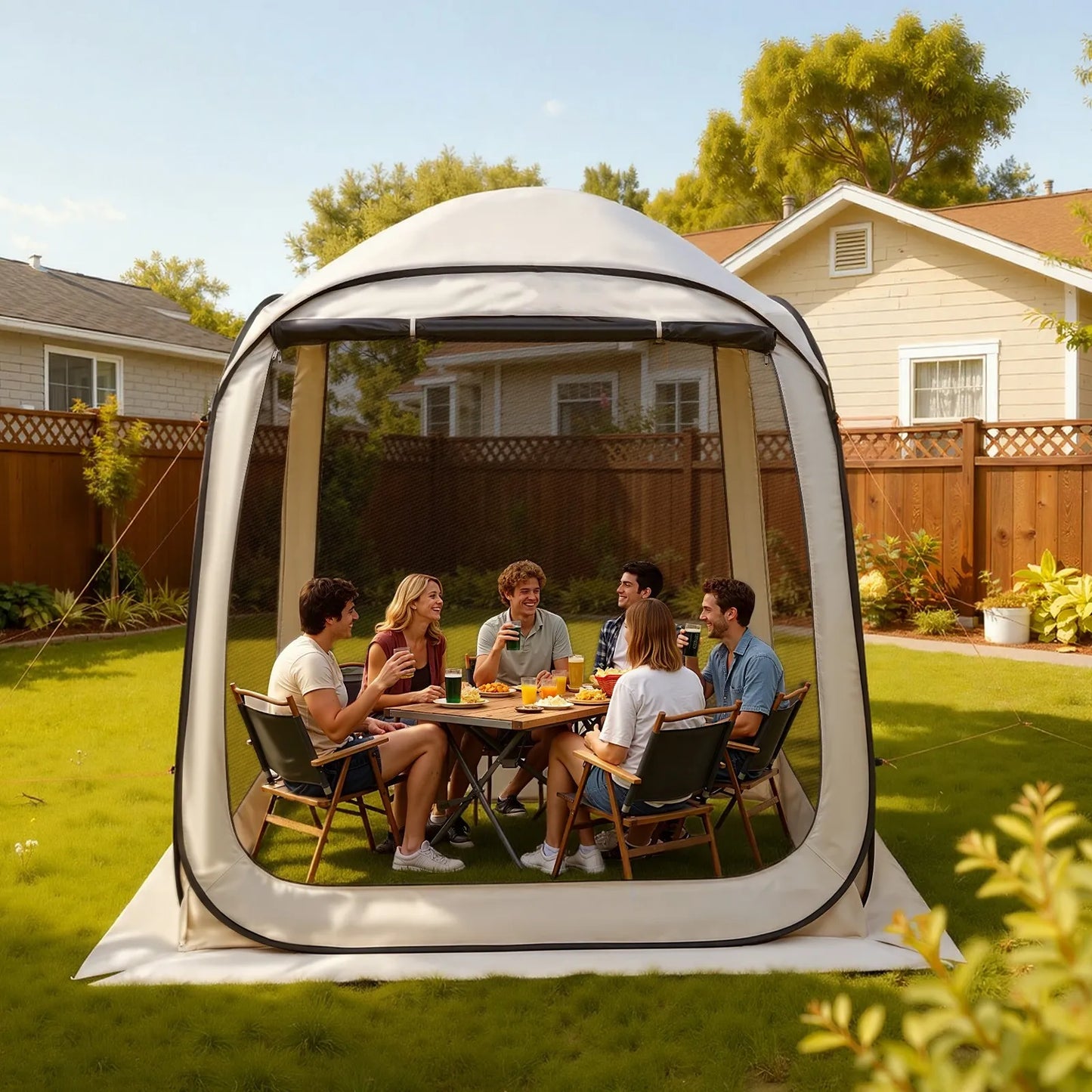Pop Up Screen House Tent Gazebo For Camping 4-6 People