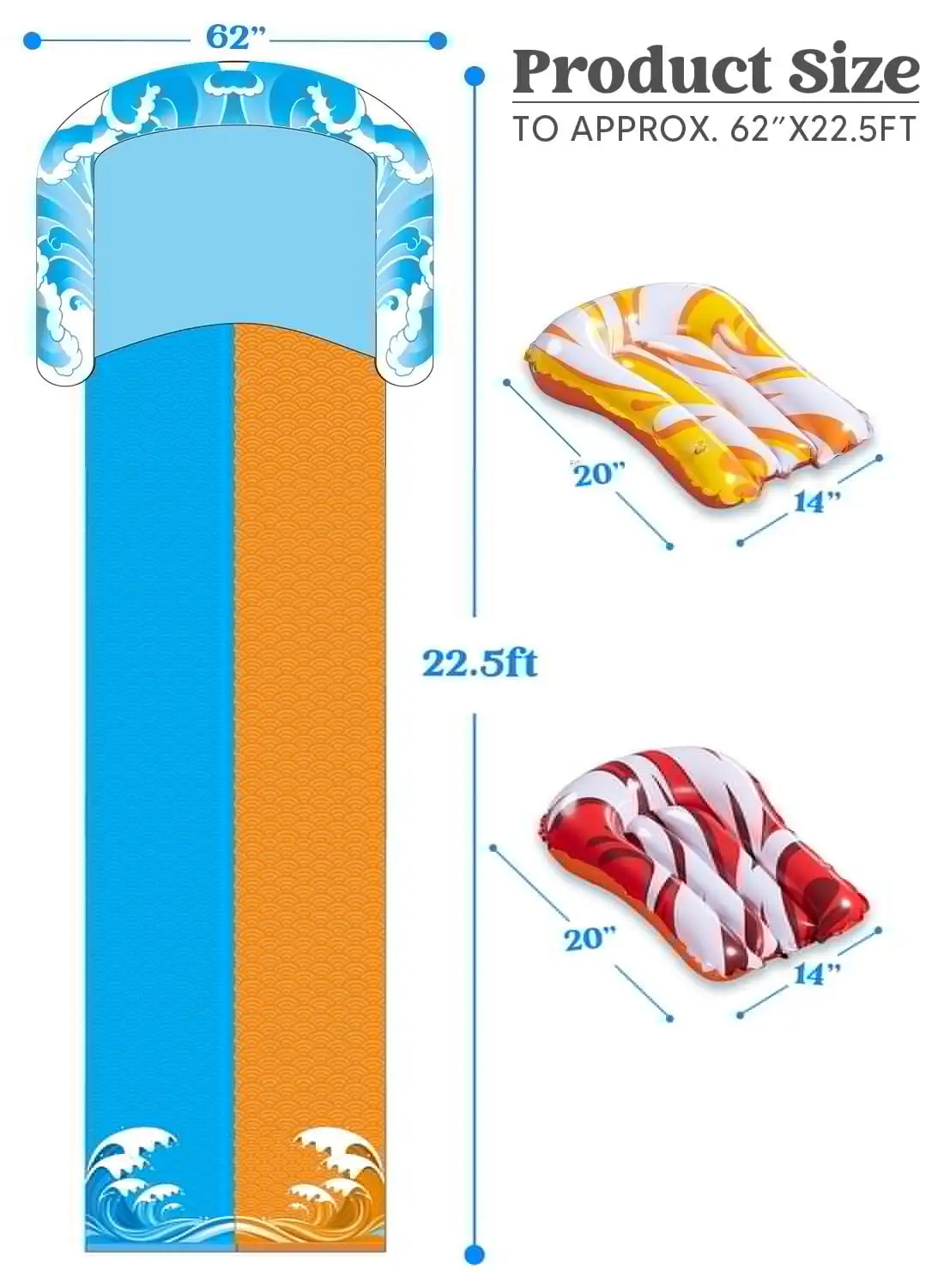 Joyfy Water Slide Set With Sprinkler And Bodyboards