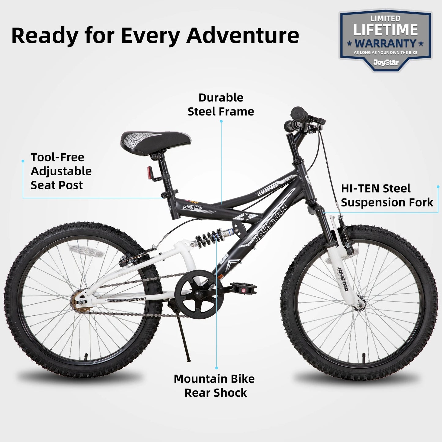 JOYSTAR Kids Mountain Bike Dual Suspension Ages Five To Thirteen