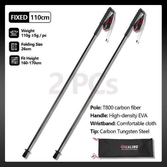 OKHEALINGCN Ultralight Trekking Poles Carbon Fiber 2-Piece