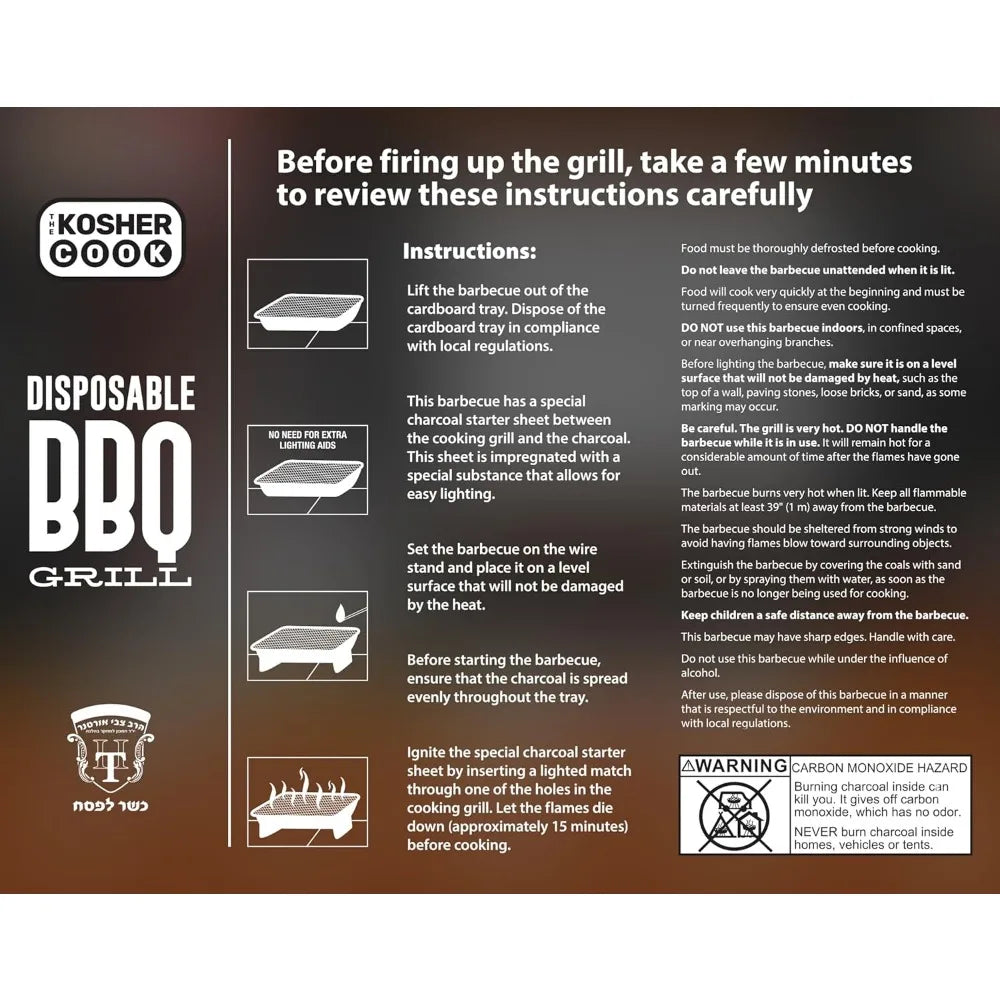 Ready to Use Portable Charcoal Grill Easy Light Disposable BBQ for Outdoor Cooking