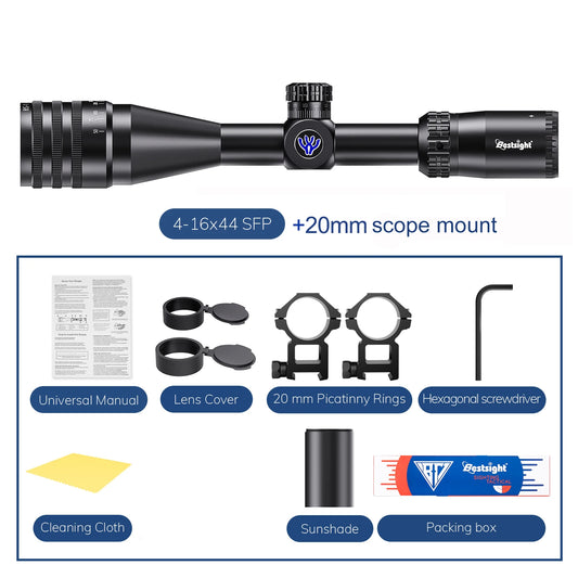 Tactical 4-16x44 AOE Scope Hunting Scopes Tactical Airsoft Luneta Para De Caça Red Green Illuminated Sight