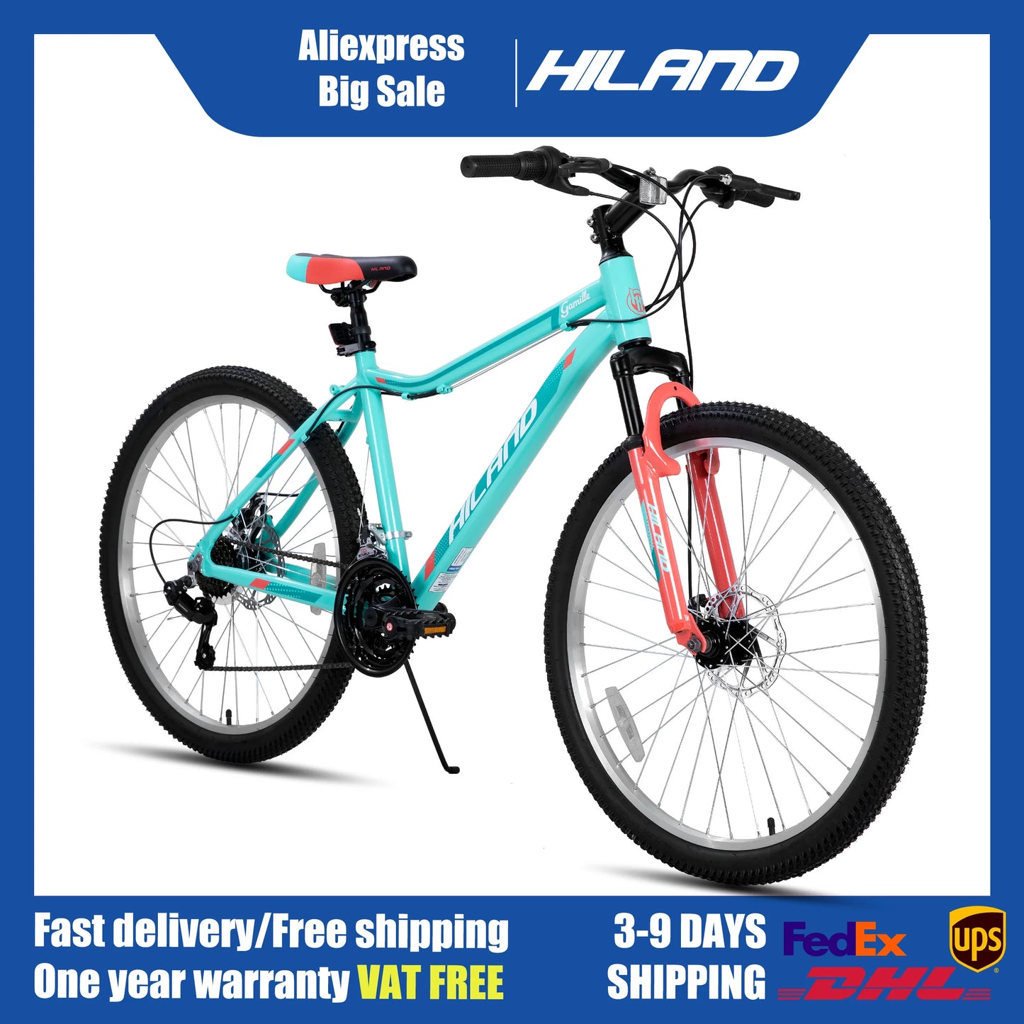 HILAND Mountain Bike for Women, 21 Speed Front Suspension