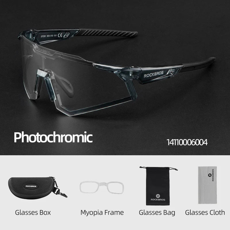 ROCKBROS Cycling Glasses Photochromic Bike Bicycle Glasses Polarized Men Sunglasses MTB Road Cycling Eyewear Protection Goggles