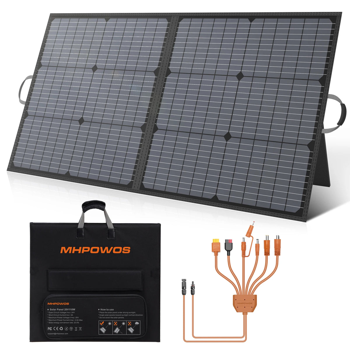 MHPOWOS 400W 220W 110W  Portable Solar Panel Foldable Charger for Power Station Camping RV Garden Roof Off Grid System IP67 Waterproof  ETFE