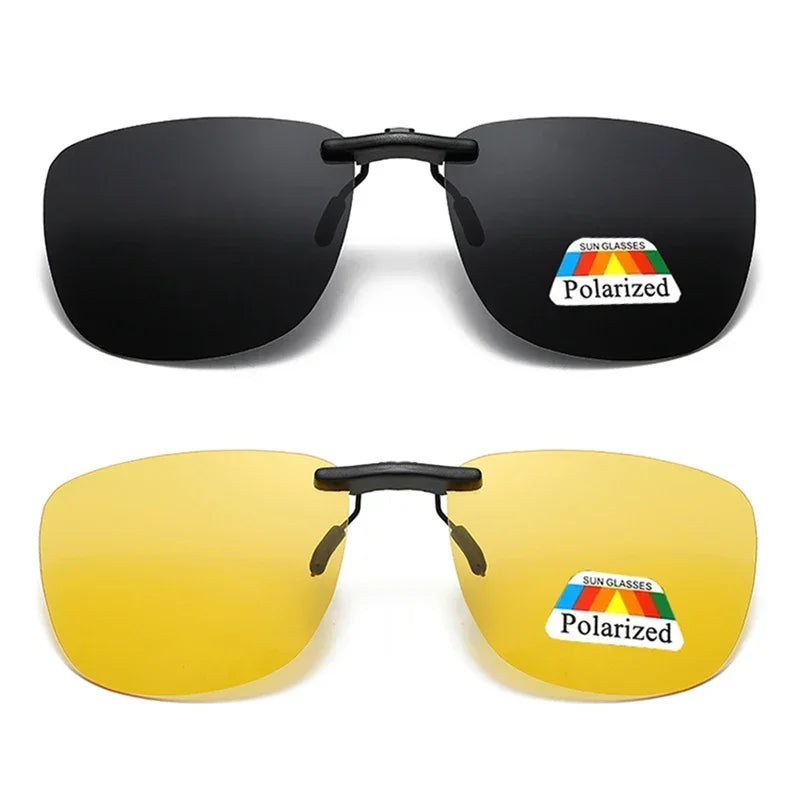 Dawndesslo Square Clip On Sunglasses Polarized UV400 Night Vision