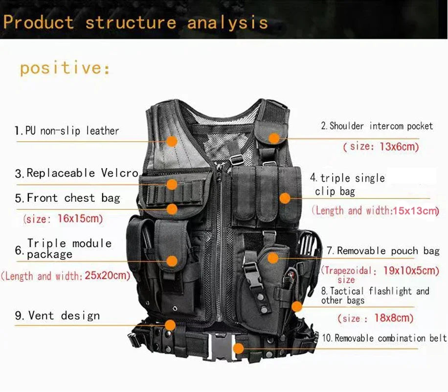 Adjustable Molle Tactical Vest for CS War Games
