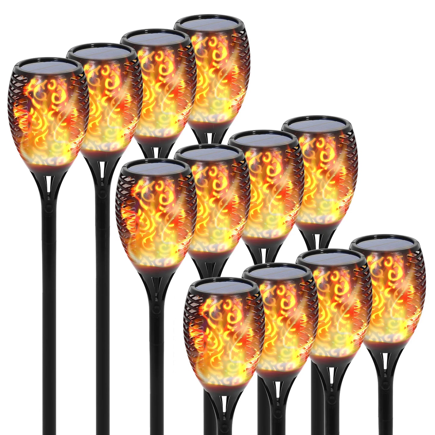 Solar Flame Torch Lights 96 LEDs Waterproof Landscape Pathway