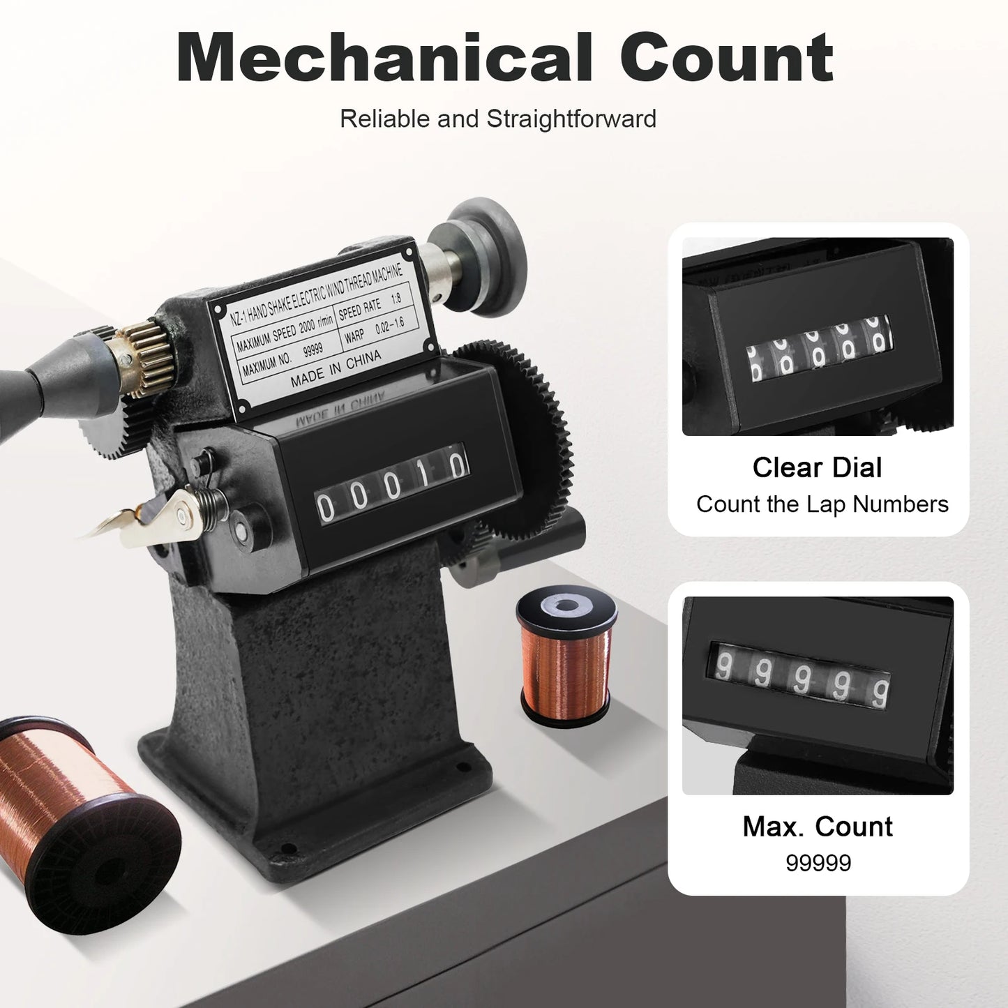Fishing Line Spooler With Counting Machine