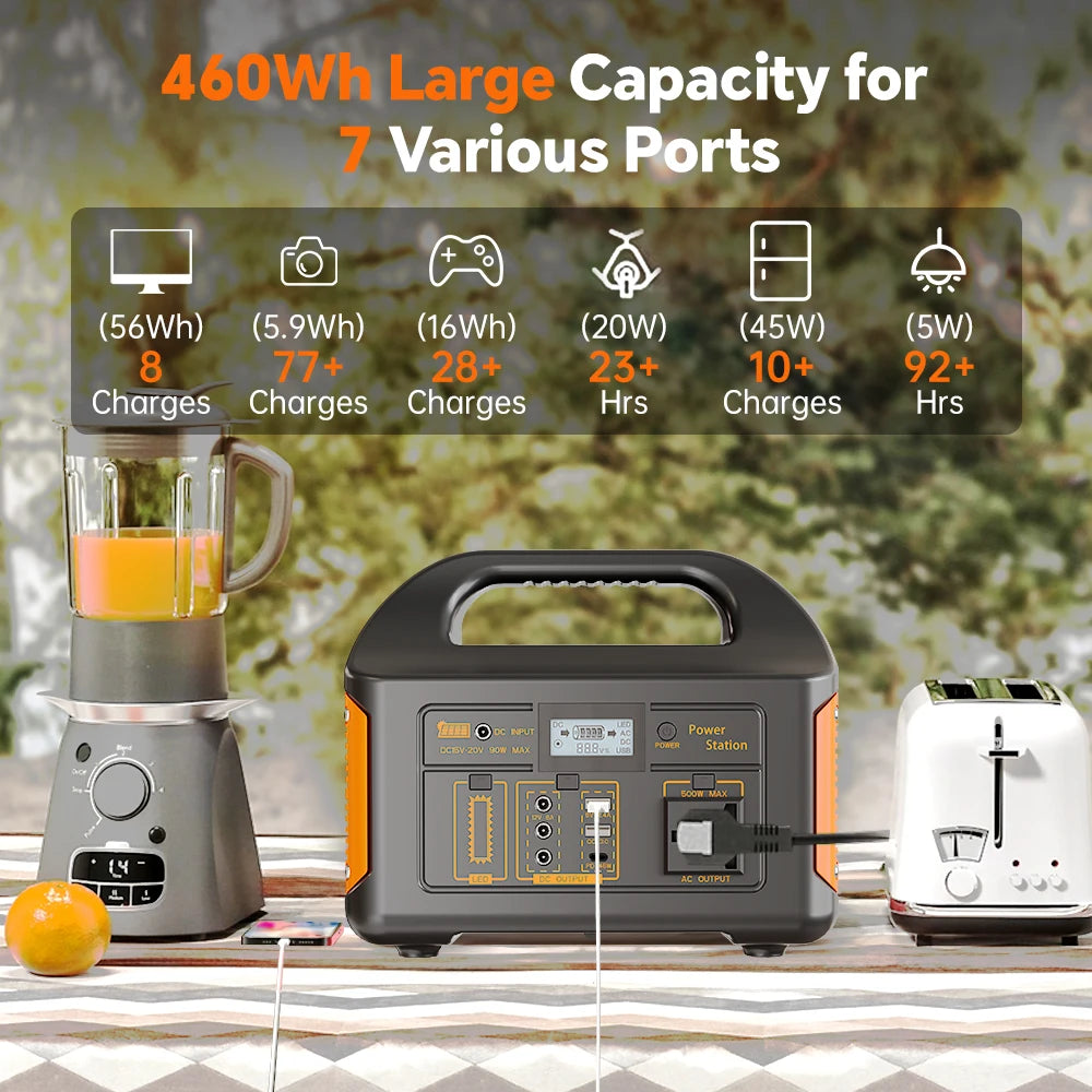 GaiaRay Portable Power Station 460.8Wh Solar Generator 110V