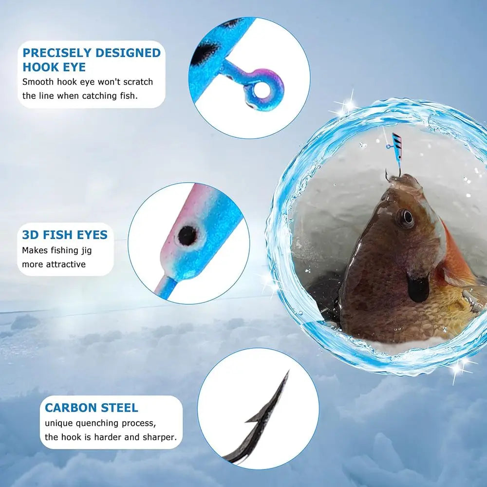 Winter Ice Fishing Lure Kit With Jigs And Hooks Walleye