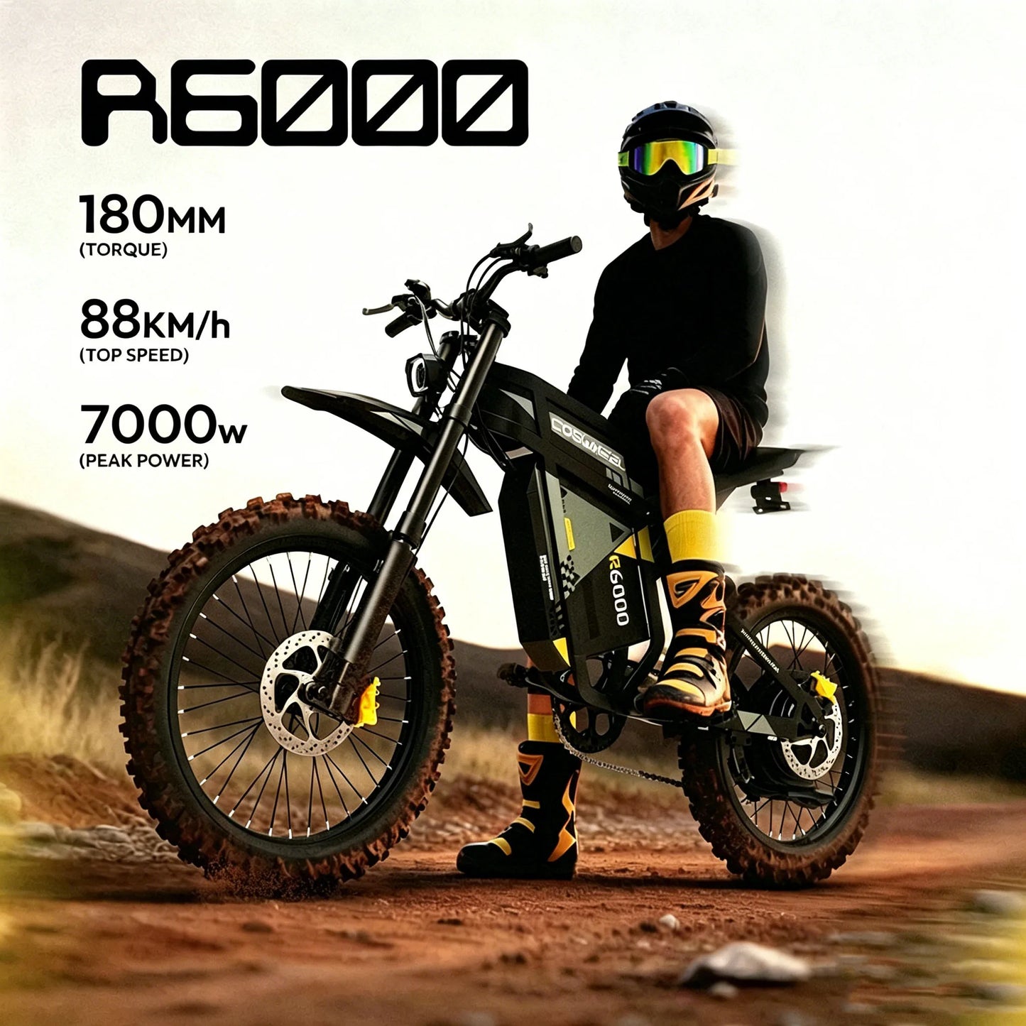 COSWHEEL R6000 Adults Electric Bike 7000W  Brushless Gearless Motors 60V30AH Lithium Battery Speed 88Kmh Adult Off Road Ebike