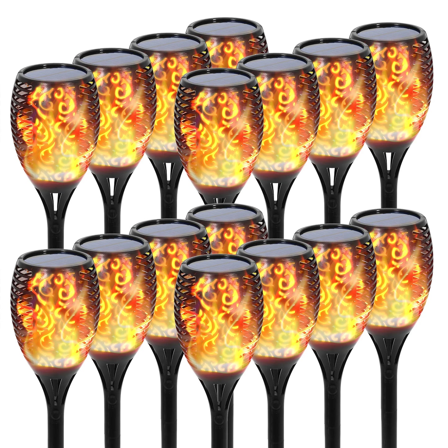 Solar Flame Torch Lights 96 LEDs Waterproof Landscape Pathway