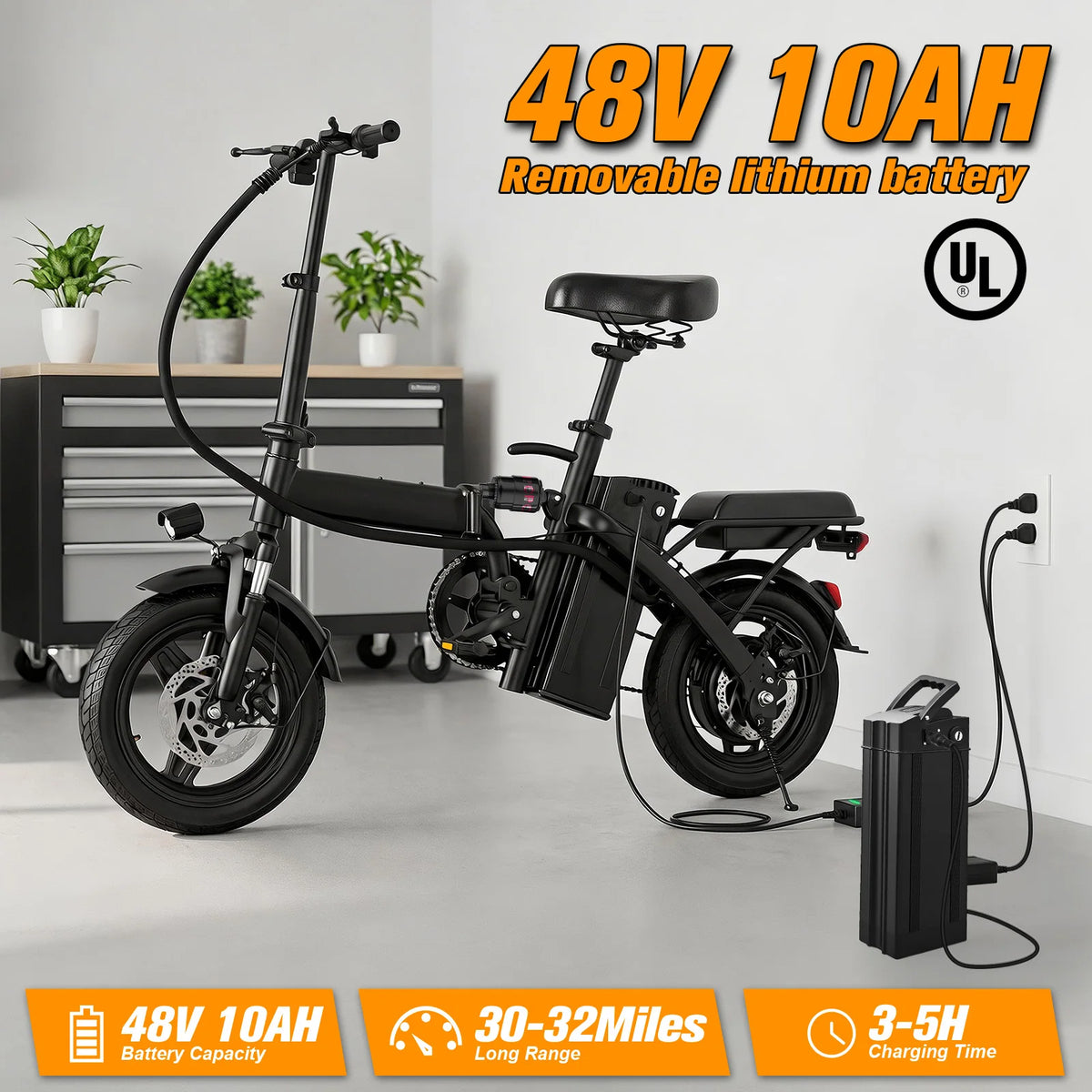 FURIDER Folding Electric Bike With Removable Battery And Shock Absorption