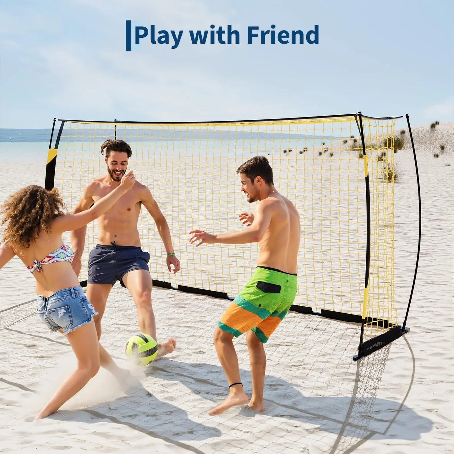 12x6ft Portable Soccer Goal Heavy Duty Metal Frame Foldable Backyard Soccer Net Fiberglass Support Training Equipment With Bag