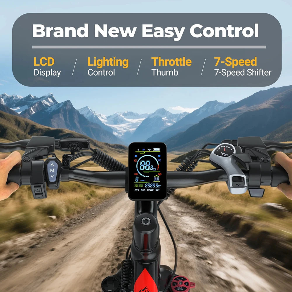 AOVOPRO BK520 26'' Electric Bicycle 750W Motor 48V 5.2AH Battery 22mph 7 Speed Mode 45miles Long Range Electric Bike for Adult
