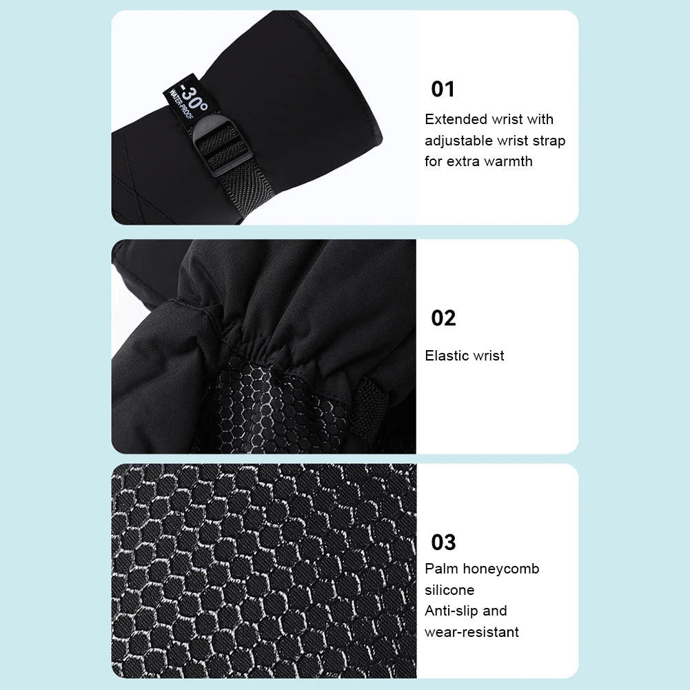 APWIKOGERCN Ski Mittens Waterproof Snow Gloves For Winter