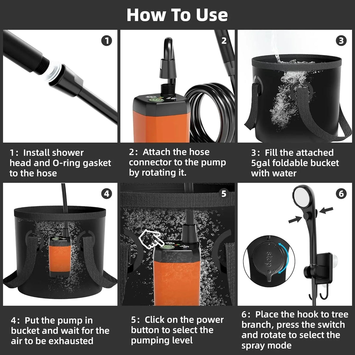 MORIKO Portable Camping Shower With Rechargeable Pump And LED Display