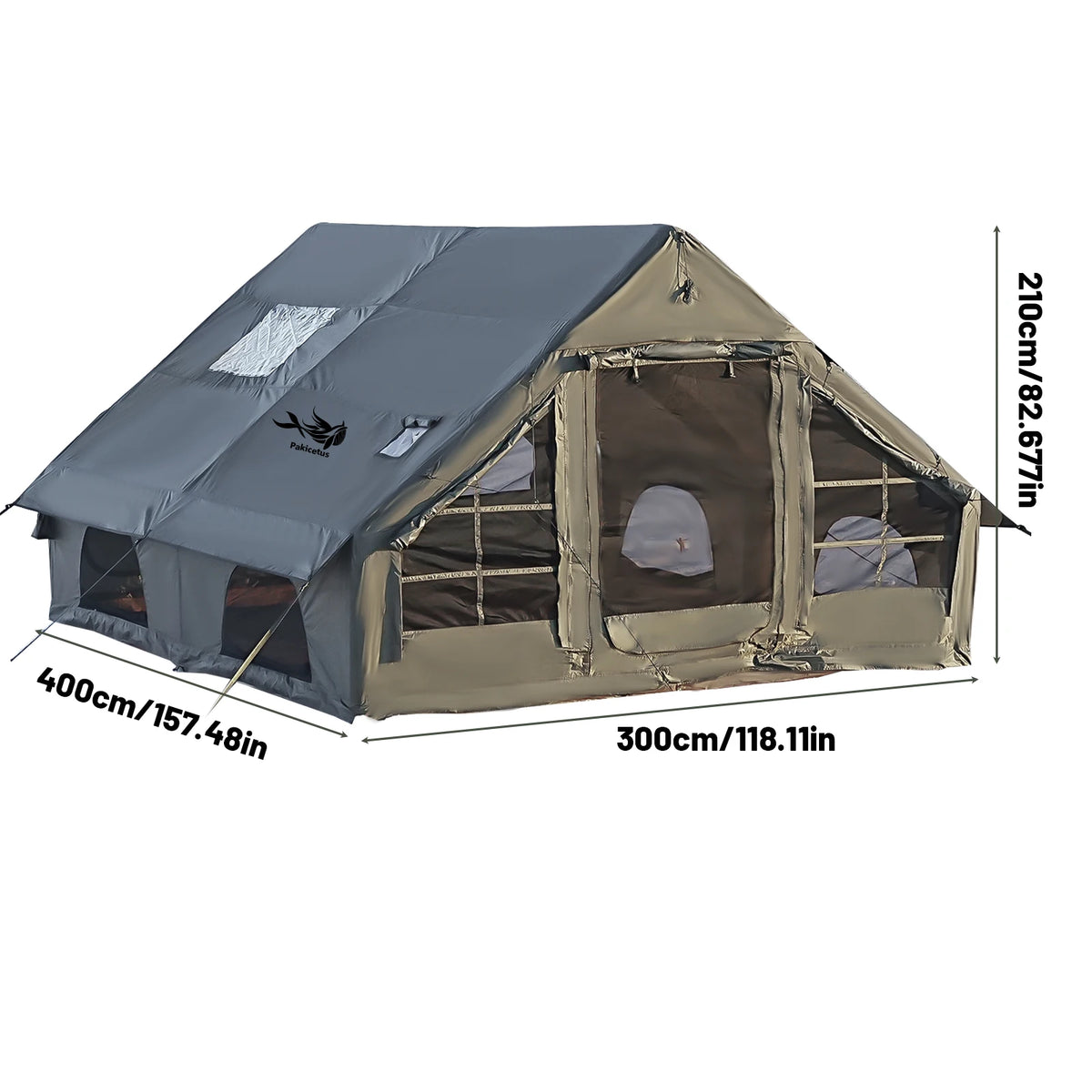 Inflatable Camping Tent for 4-8 People- Quick SetupBlow-Up Tent, 4-Season Versatile, Waterproof PortableOutdoor Tent with Stove