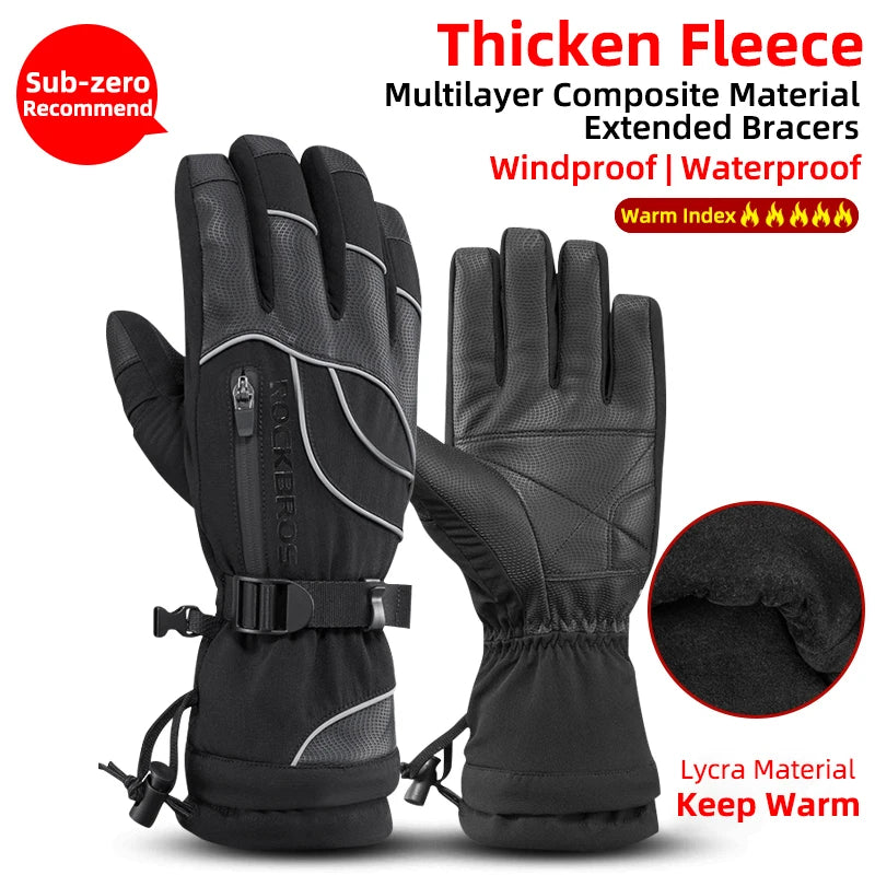 ROCKBROSCN Winter Thermal Waterproof Gloves For Men Women