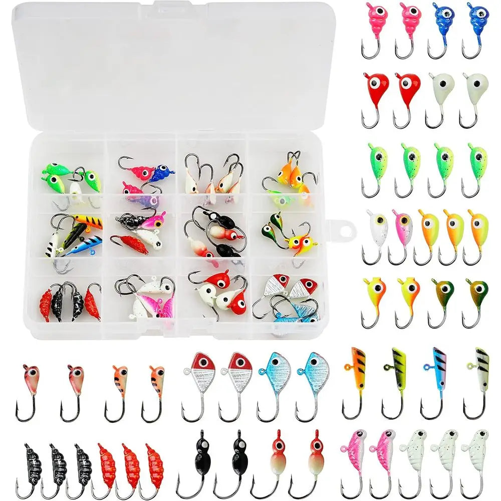 Winter Ice Fishing Lure Kit With Jigs And Hooks Walleye