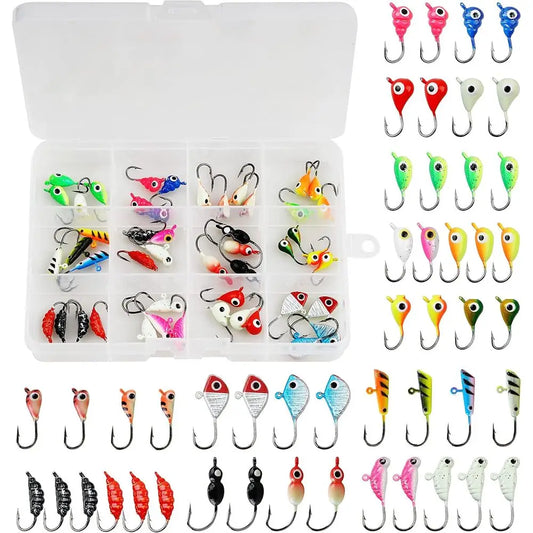 Winter Ice Fishing Lure Kit With Jigs And Hooks Walleye