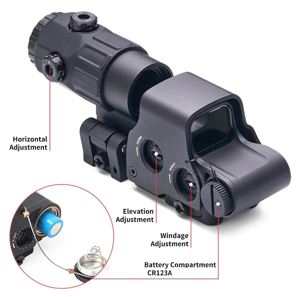 558 Red Dot Sight G33/G43/G45 Magnifier 558+G33 Holographic Sight with Switch to Side QD 20mm Rail Mount