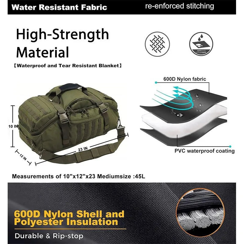 LQARMY Waterproof Travel Duffel Bag Large Capacity