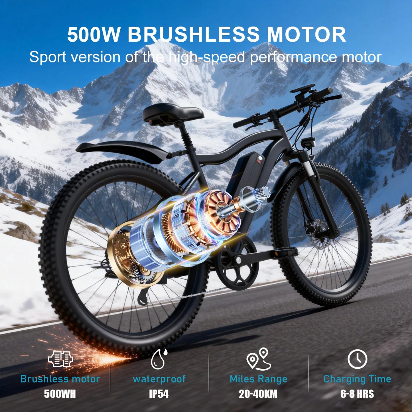 Toofly Mountain E Bike 48V 13Ah Removable Battery 500W Motor