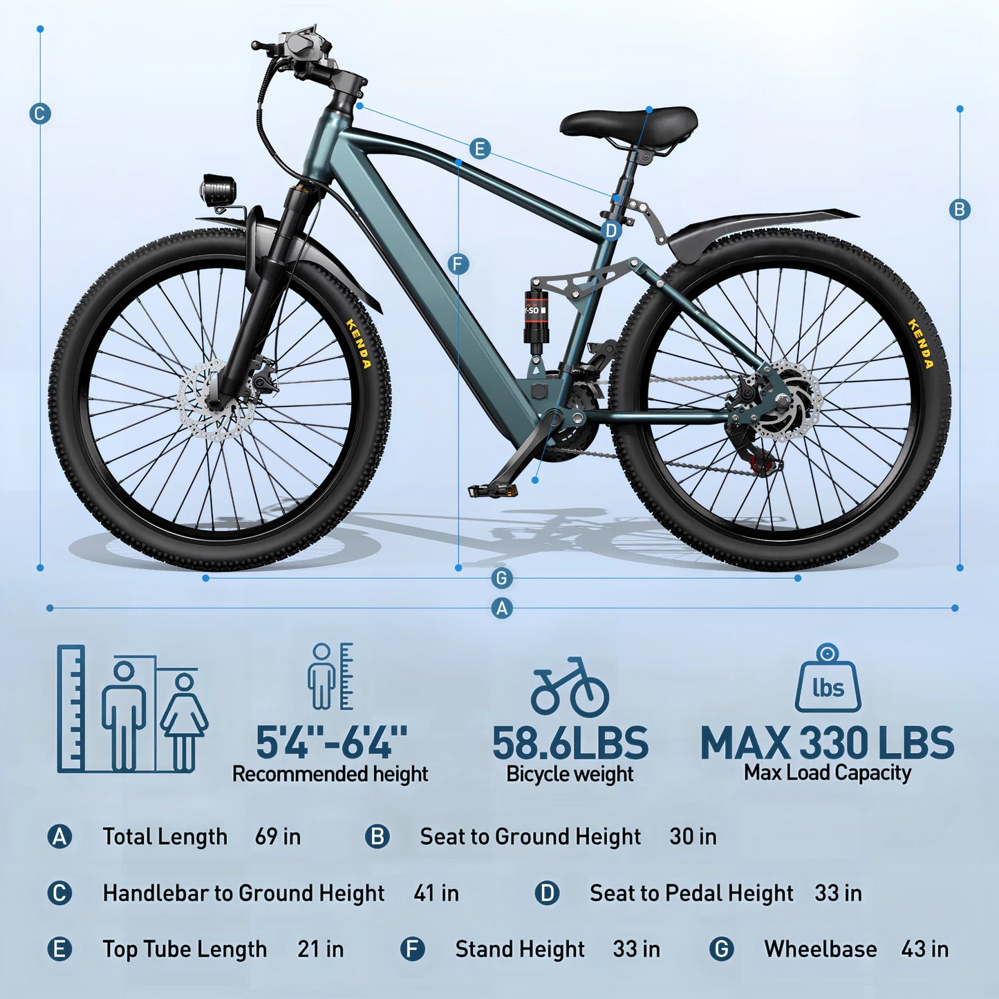 GT900 750W Adults Electric Bike 36V Battery