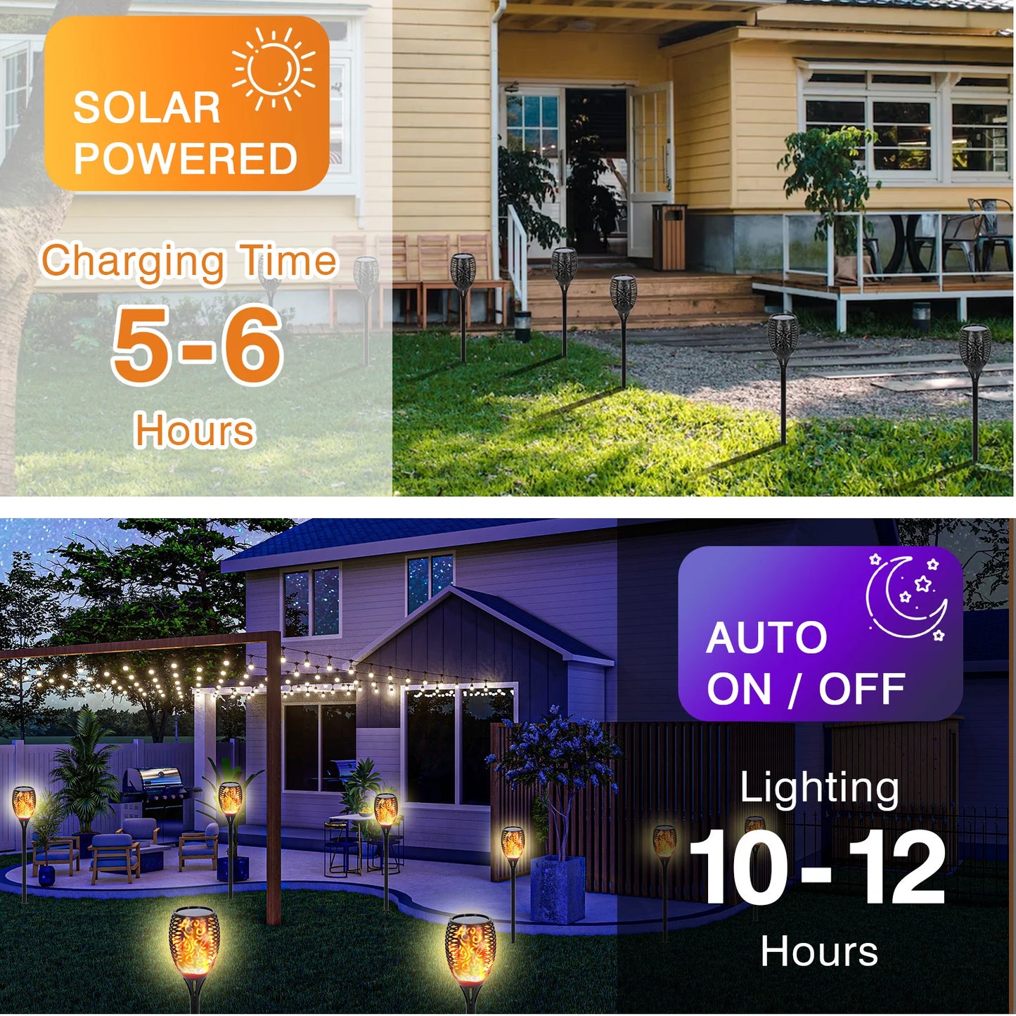 Solar Flame Torch Lights 96 LEDs Waterproof Landscape Pathway