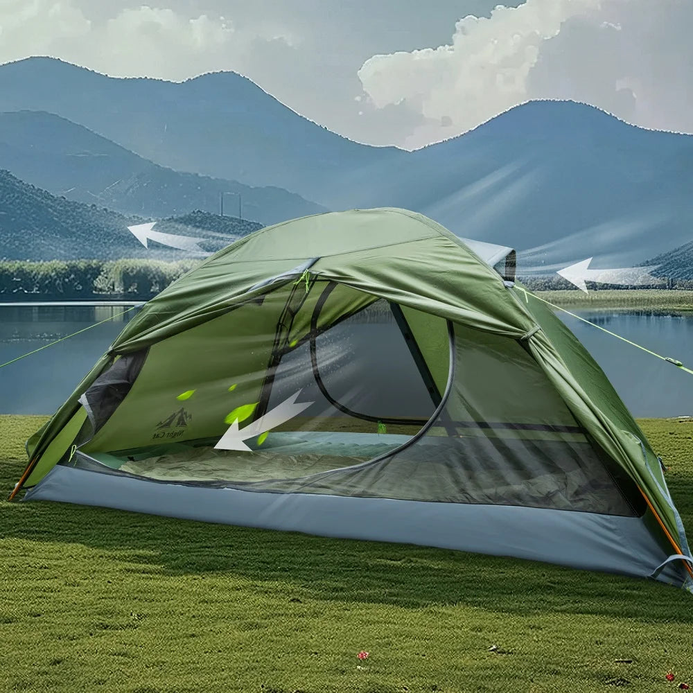 Night Cat 2-Persons Backpacking Tent: Waterproof Lightweight Camping Tent for Two People Hiking Outdoor Mountain with Aluminum Poles and Rainfly