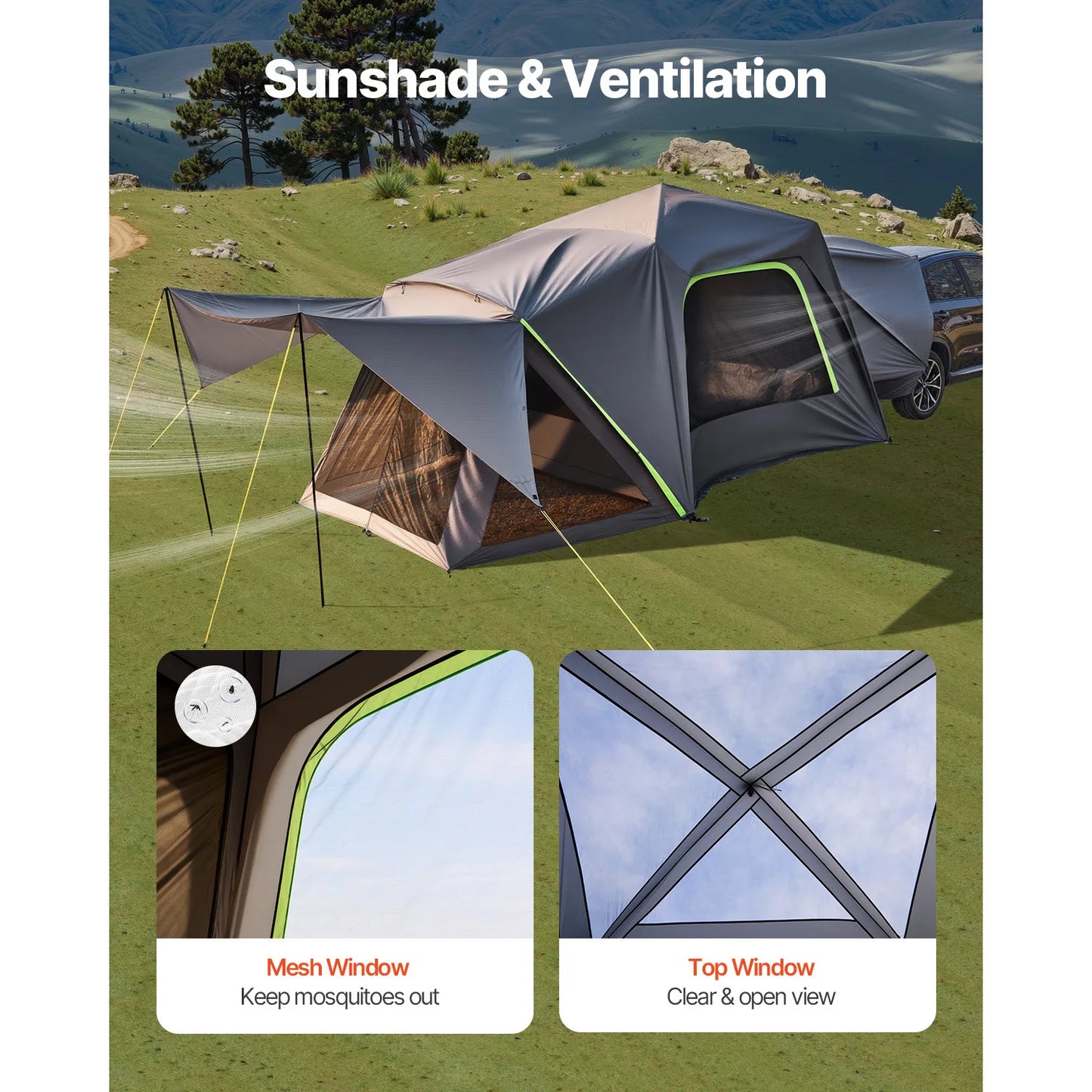 SucceBuy SUV Camping Tent Waterproof Double Layer Shade Awning Mesh