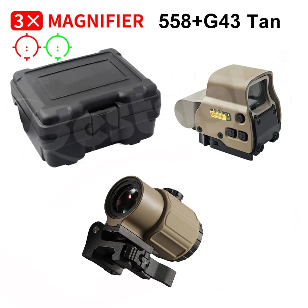 558 Red Dot Sight G33/G43/G45 Magnifier 558+G33 Holographic Sight with Switch to Side QD 20mm Rail Mount