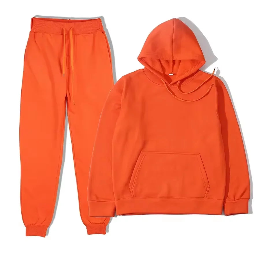 Winter Tracksuit Women Two Piece Set Hooded Sweatpants Casual Sportswear
