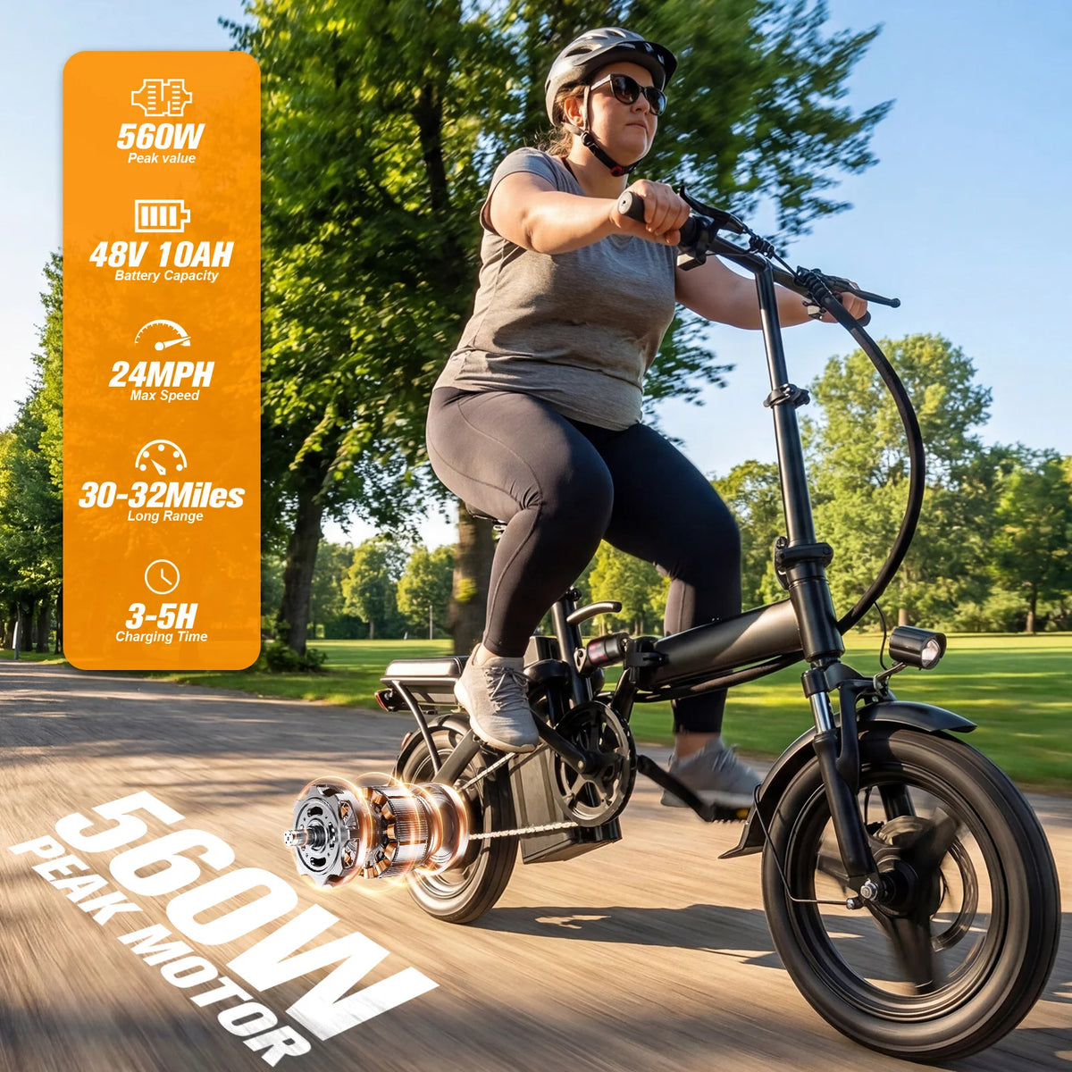 FURIDER Folding Electric Bike With Removable Battery And Shock Absorption
