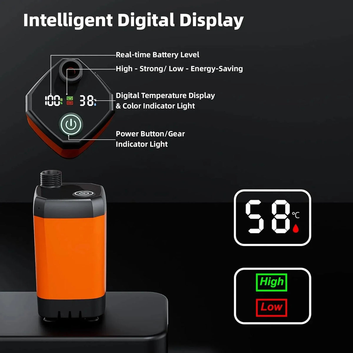 MORIKO Portable Camping Shower With Rechargeable Pump And LED Display