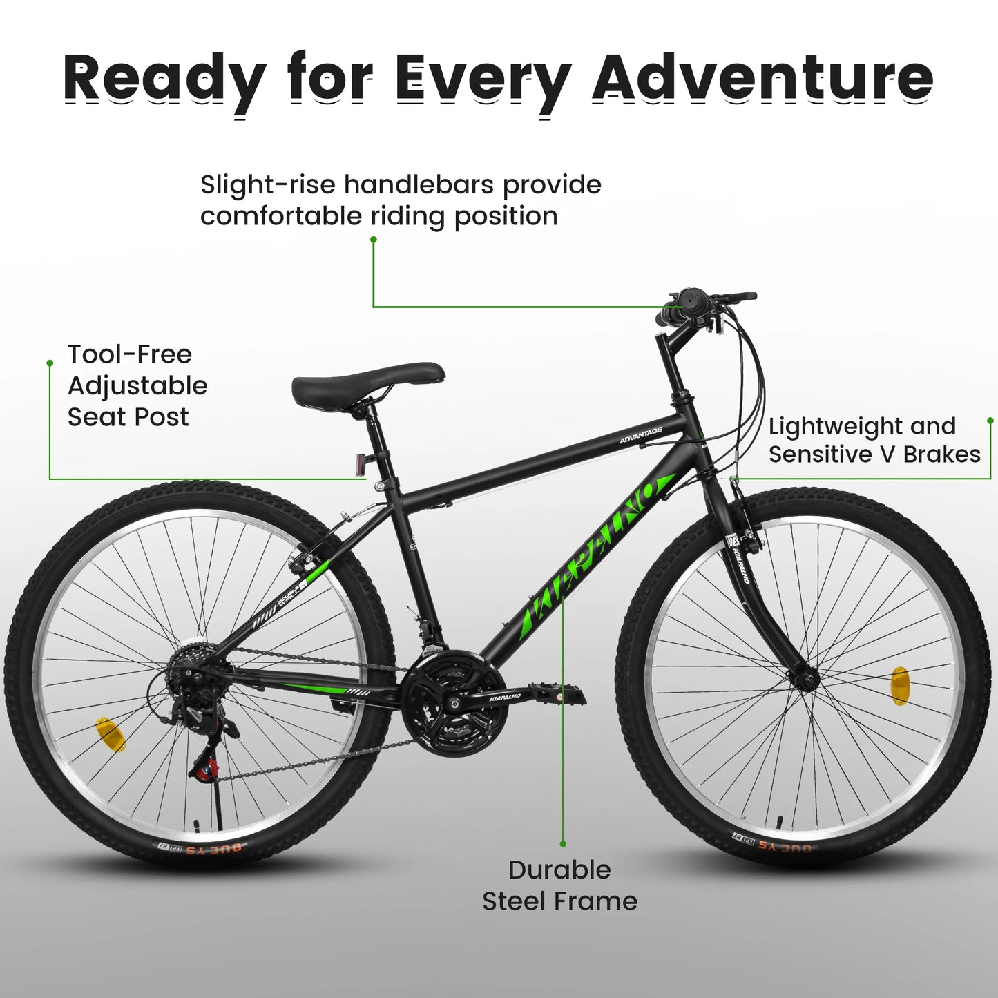Ecarpat Unisex Mountain Bike 21 Speed Dual V Brake