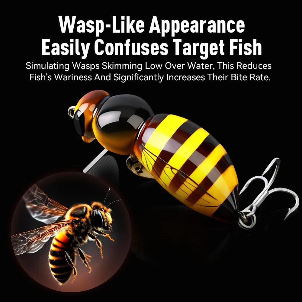 Kingdom 3Pcs Wasp Minnow Topwater Fishing Lure Two Types 35mm 3.9g Floating Spinner Single Hook Artificial Hard Baits Bass Pike