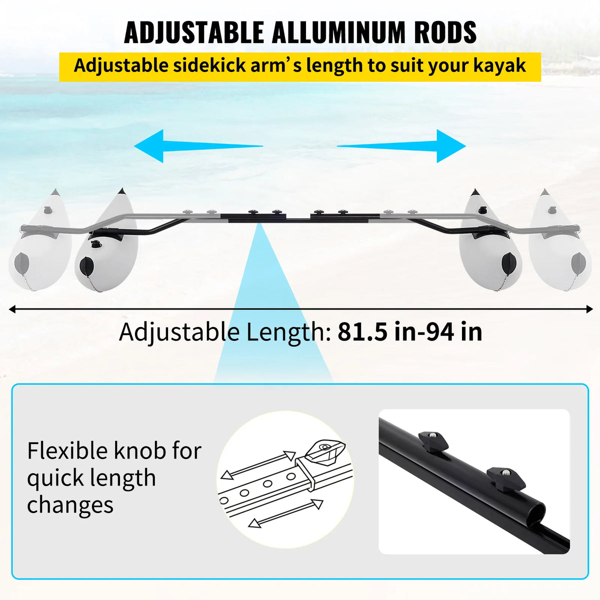 SucceBuy Kayak Outrigger Stabilizer Floats With Adjustable Arms