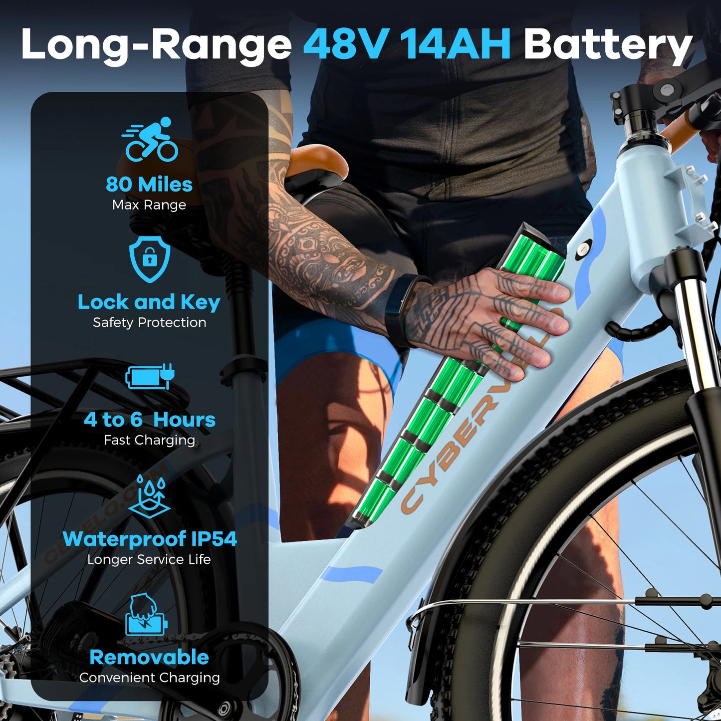 CYBERVELO Urban Commute Ebike EK2 1000W Peak Motor Pro