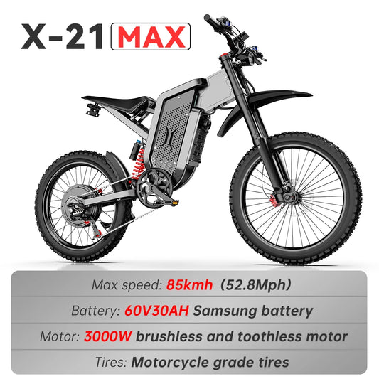 EKX X21 Max Electric Motorcycle 3000W Brushless Gearless Ebike
