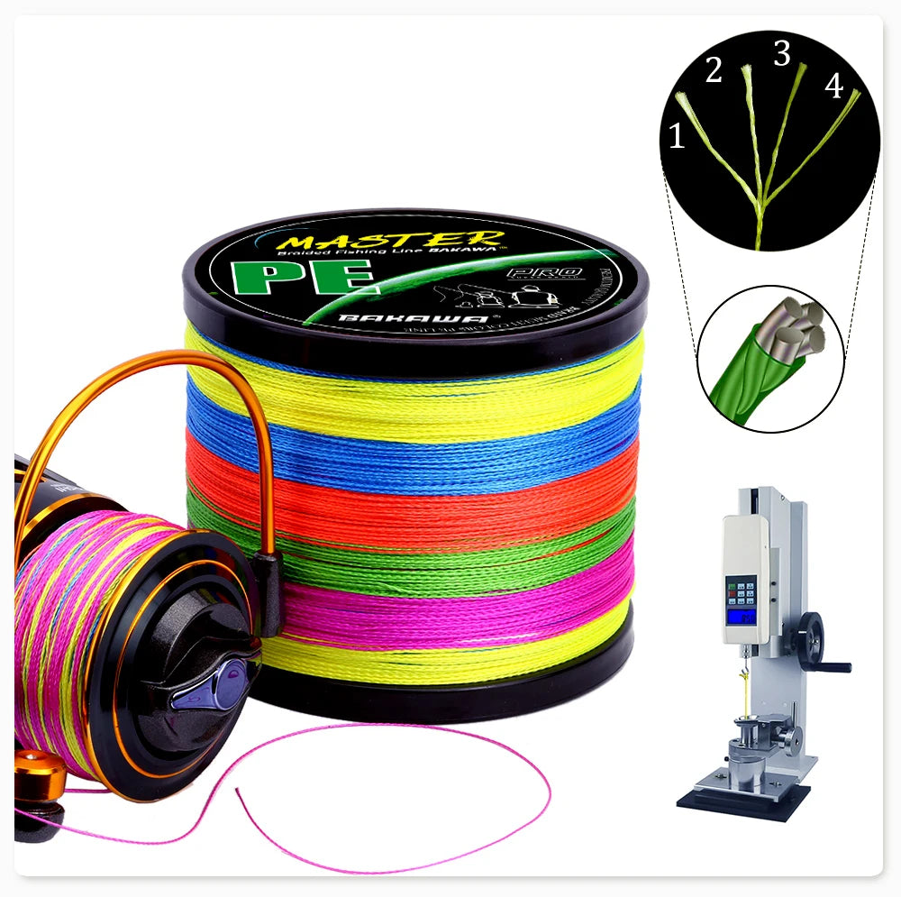Bakawa 4 Strands Braided PE Fishing Line Durable Quality