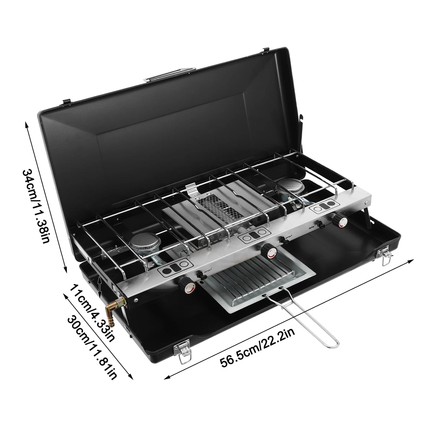 NONE Portable Camping Stove With Griddle 3-Burner Propane Stove