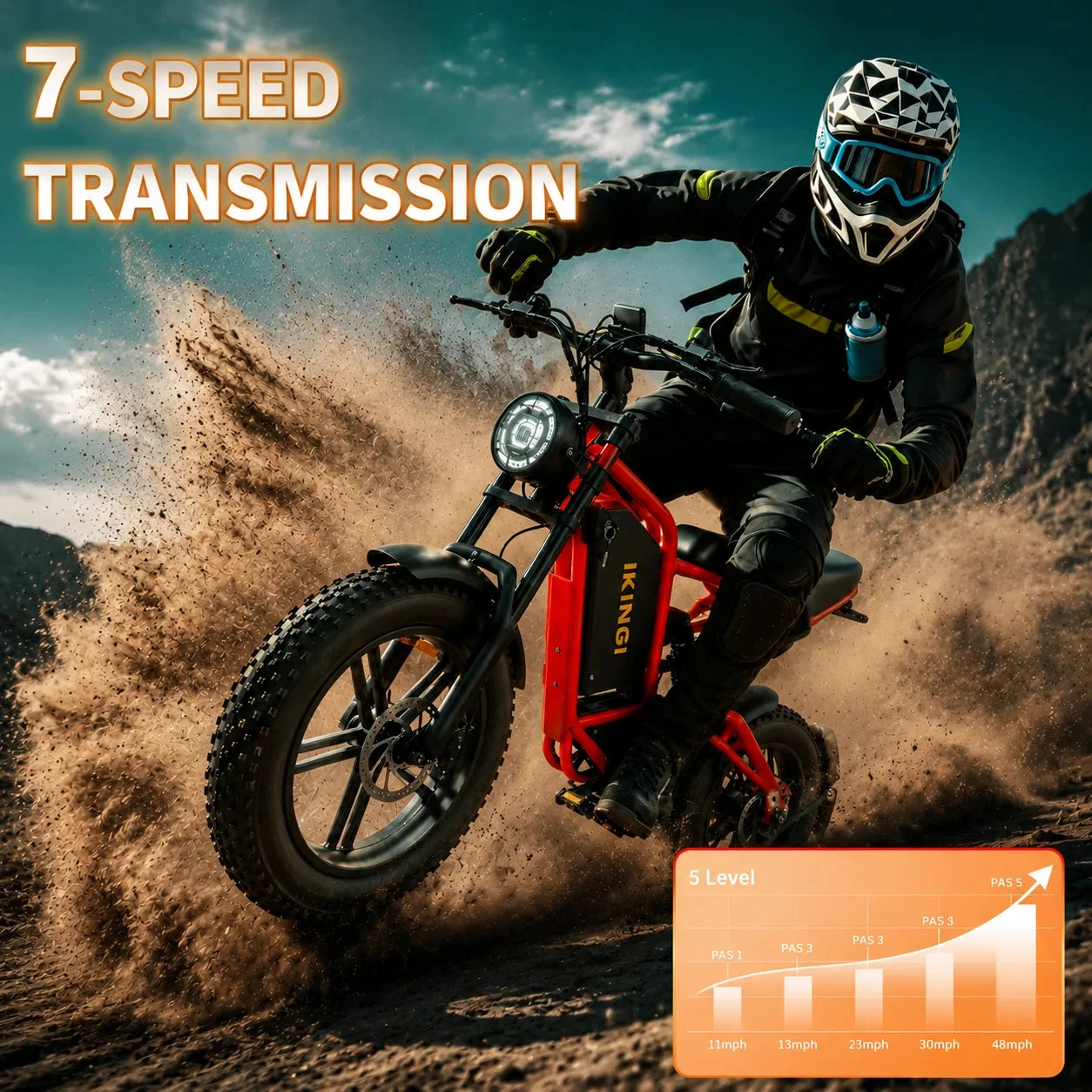 1000W Peak Electric Bike 48V15AH Battery Full Suspension 7 Speed 16*4 Inch Fat Tire All Terrain Off Road E-bike Motorcycle for Adults