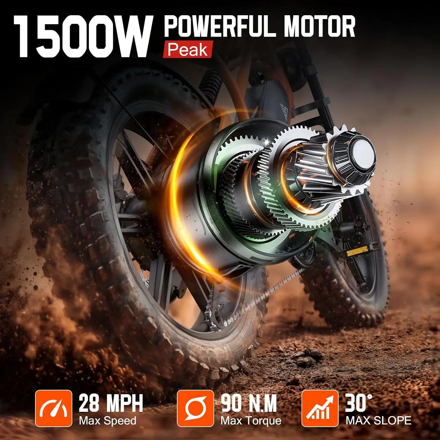 R002S 1500W Fat Tire Electric Bike All Terrain Range