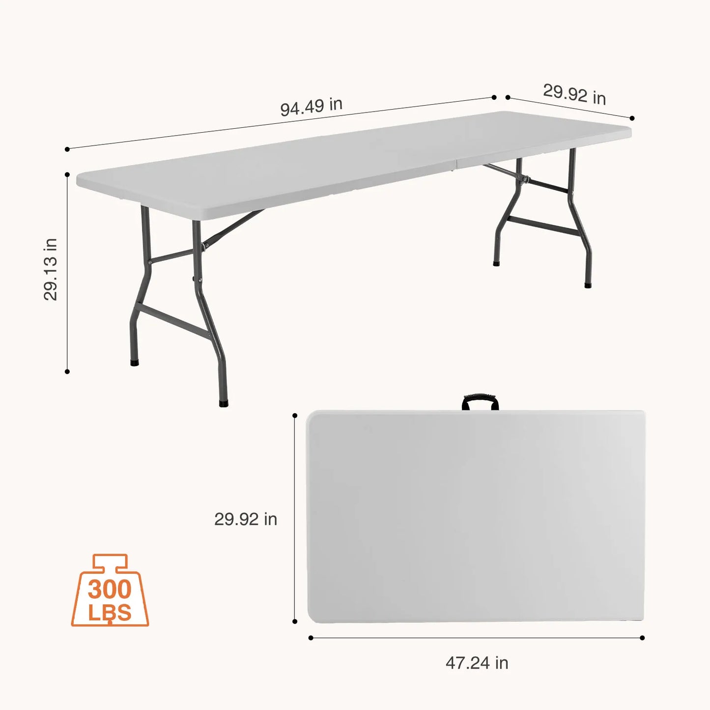 JHK 4/6/8 FT Portable Folding Outdoor Indoor Table Heavy Duty Foldable Table with Carrying Handle Safety Lock For Camping Picnic Dining