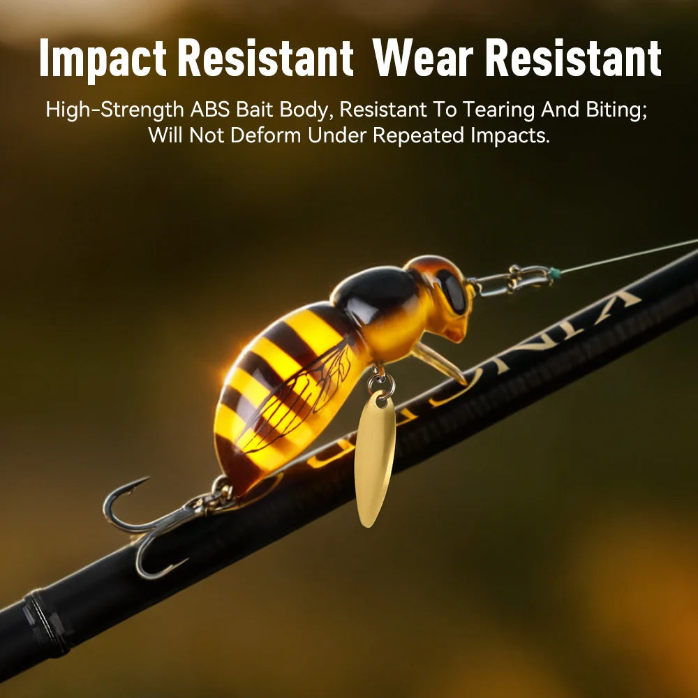 Kingdom 3Pcs Wasp Minnow Topwater Fishing Lure Two Types 35mm 3.9g Floating Spinner Single Hook Artificial Hard Baits Bass Pike