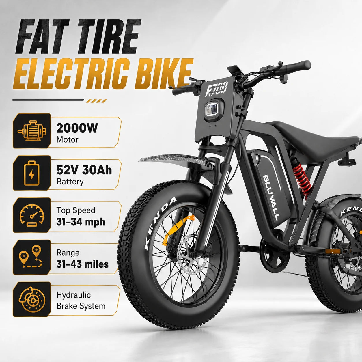 2500W electric dirt bike, 60V power supply, oil brake, shipped from warehouse in the United States e-bike Adult bike electric