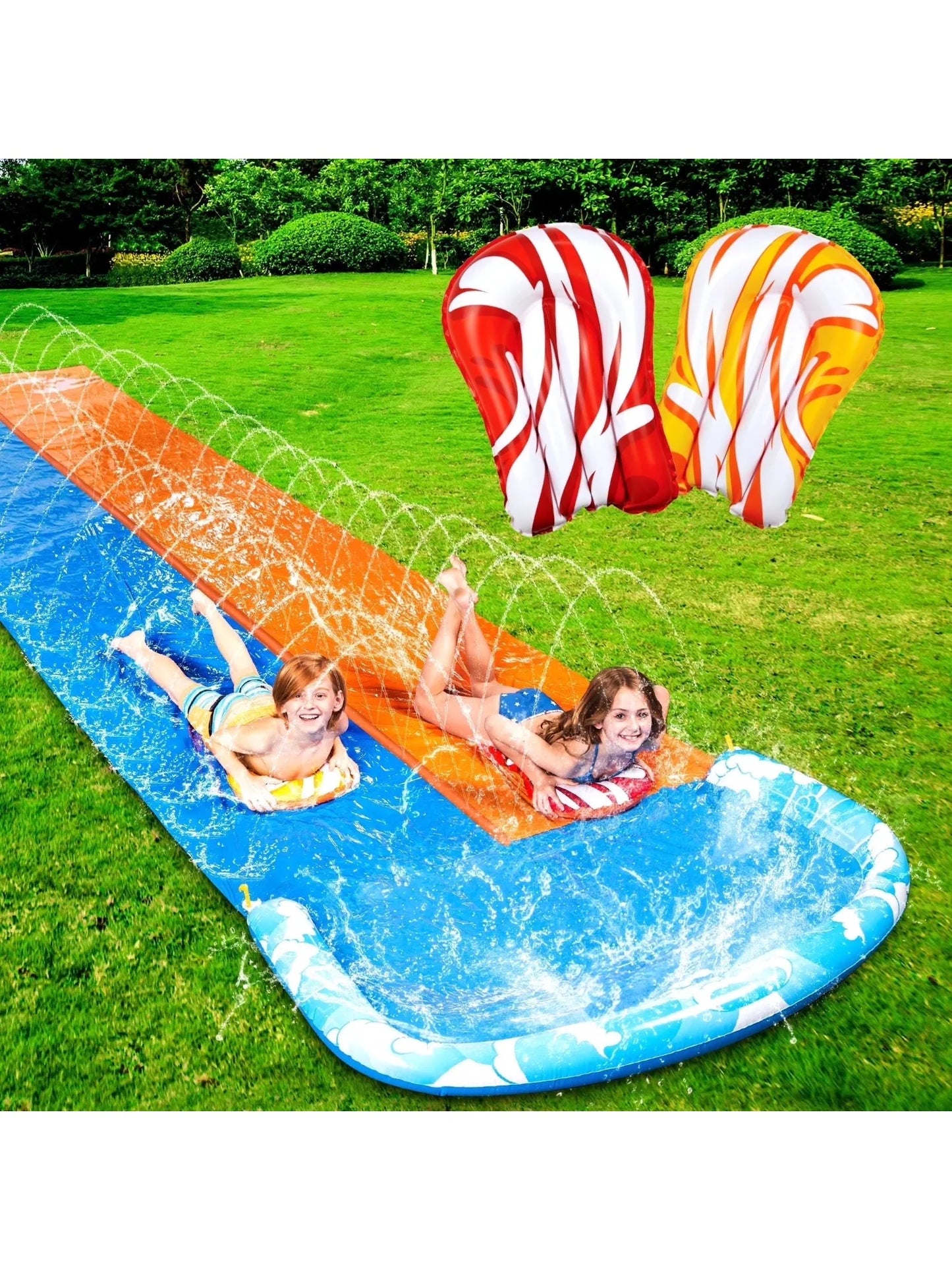 Joyfy Water Slide Set With Sprinkler And Bodyboards